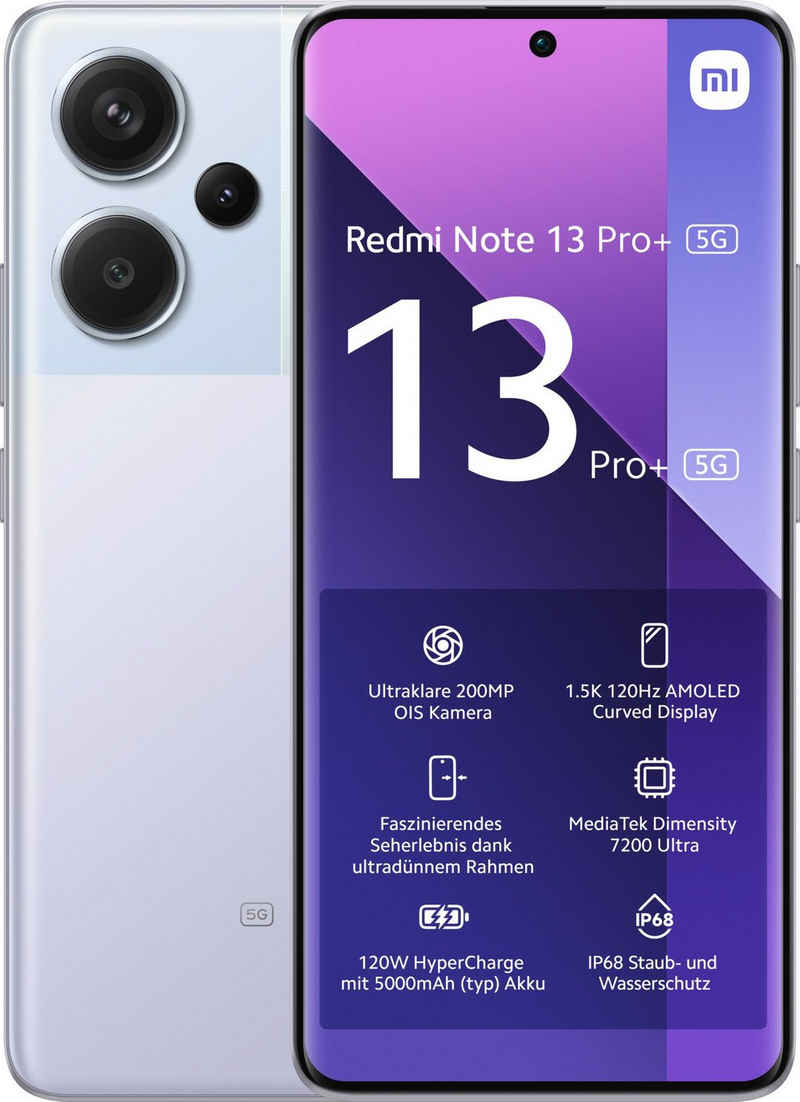 Xiaomi Redmi Note 13 Pro+ 5G 12GB+512GB Smartphone (16,94 cm/6,67 Zoll, 512 GB Speicherplatz, 200 MP Kamera, 200+8+2 MP Triple Hauptkamera und 16 MP Frontkamera)