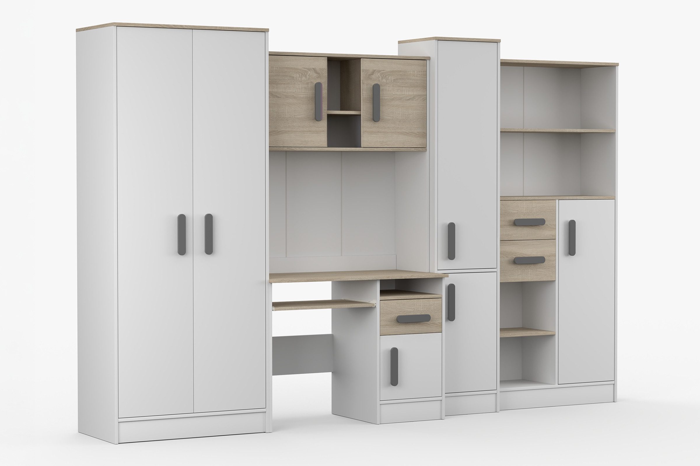 Deine Möbel 24 Jugendzimmer-Set MIKI Jugend-Schrankwand Jugendzimmer Jugendmöbel 5-teilig in Weiß, (Set, 5-tlg., 5-teiliges Möbelset für das Jugendzimmer), Schr – Bild 3 von 5