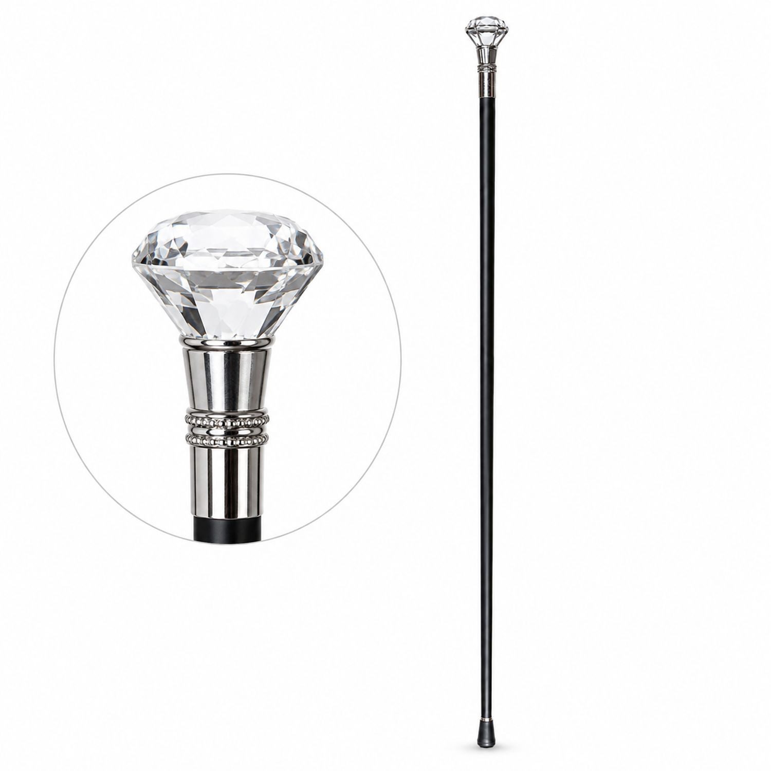 Zoelibat Kostüm Gehstock aus Metall 'Silberknauf Diamond', Schwar