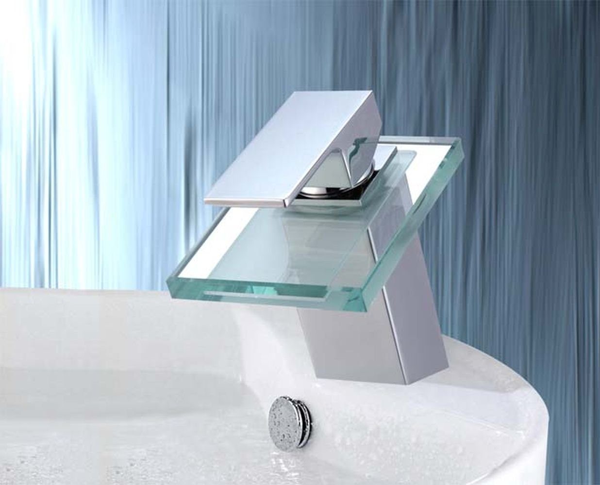 HAC24 Waschtischarmatur Glas Wasserfall Waschbecken Armatur Wasserhahn Mess günstig online kaufen