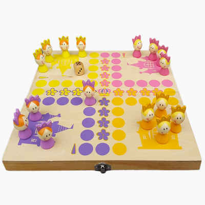 Small Foot Spielesammlung, Kinderspiel Ludo Prinzessin Brettspiel, Die praktische Transportbox ist verschließbar