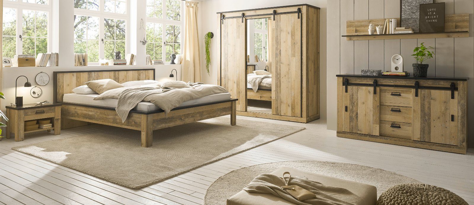 Furn.Design Komplettschlafzimmer Stove, (in Used Wood, Set 6-teilig, Liegef günstig online kaufen