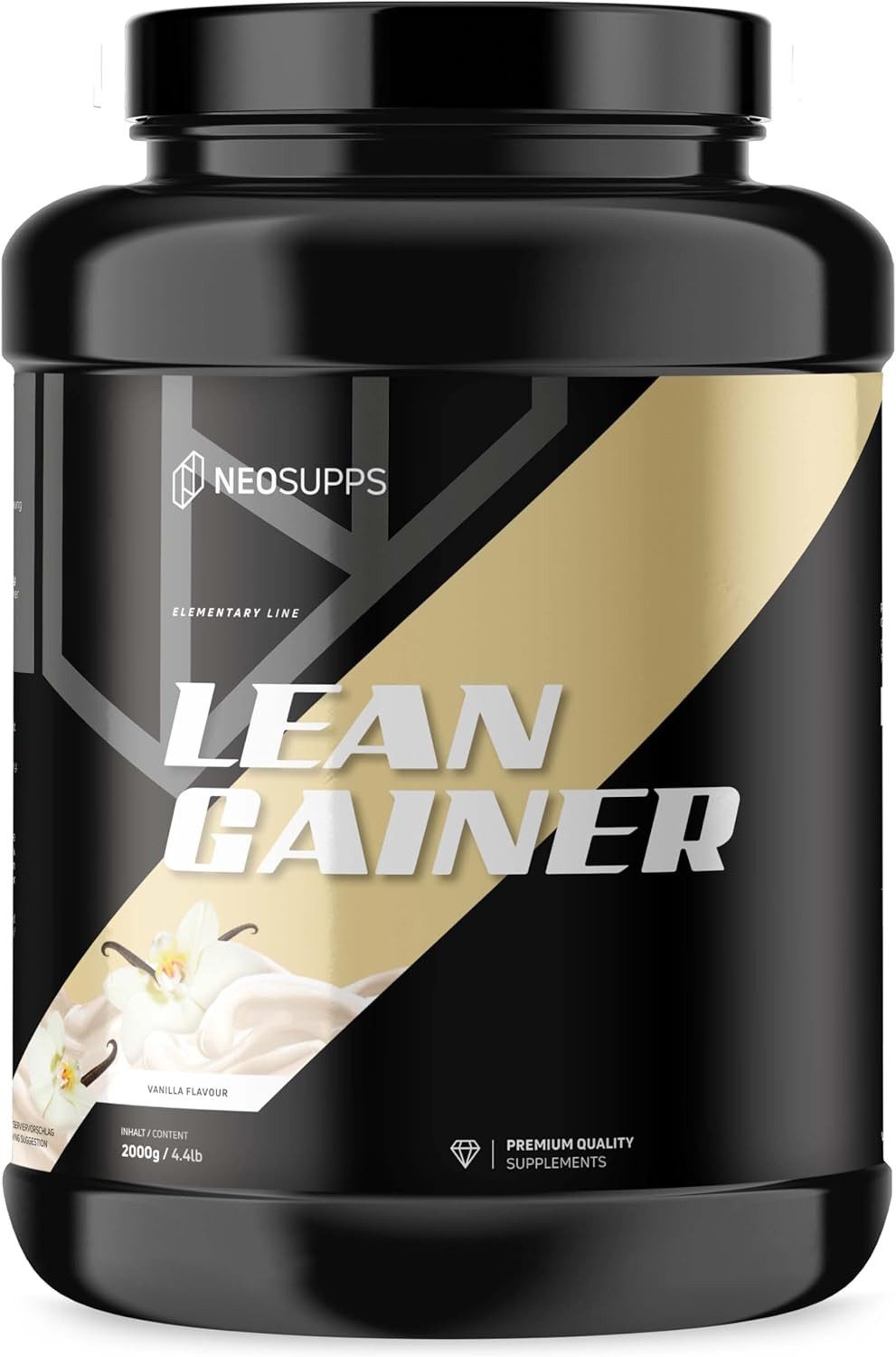 Neosupps Lean Gainer Vanilla 2000g, Weight Gainer Protein & Kohlenhydrate Pulver, 2000 g, für Muskelaufbau & kontrollierte Gewichtszunahme, Kalorienüberschuss