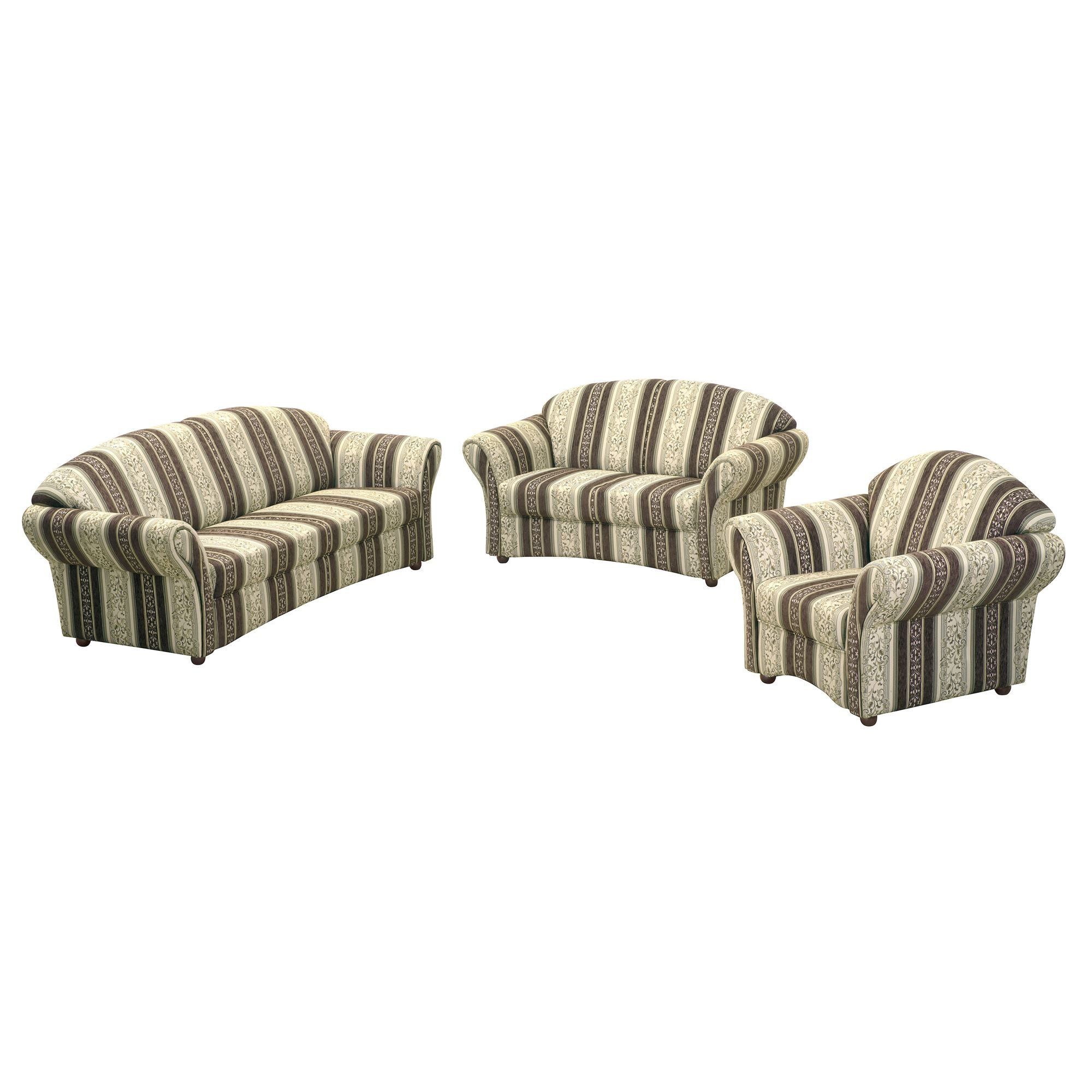 58 aufm Kessel Sofa Couchgarnitur 3-2-1 Kama Chenille braun, Lieferung bis zur Haustür 1 Teile, Bezug und Farbe individuell wählbar für persönliches Wohnambiente