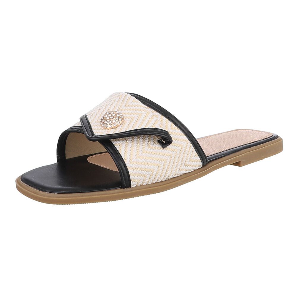 Ital-Design Elegante Damen Slipper mit Chevron-Muster für den Sommer Pantol günstig online kaufen