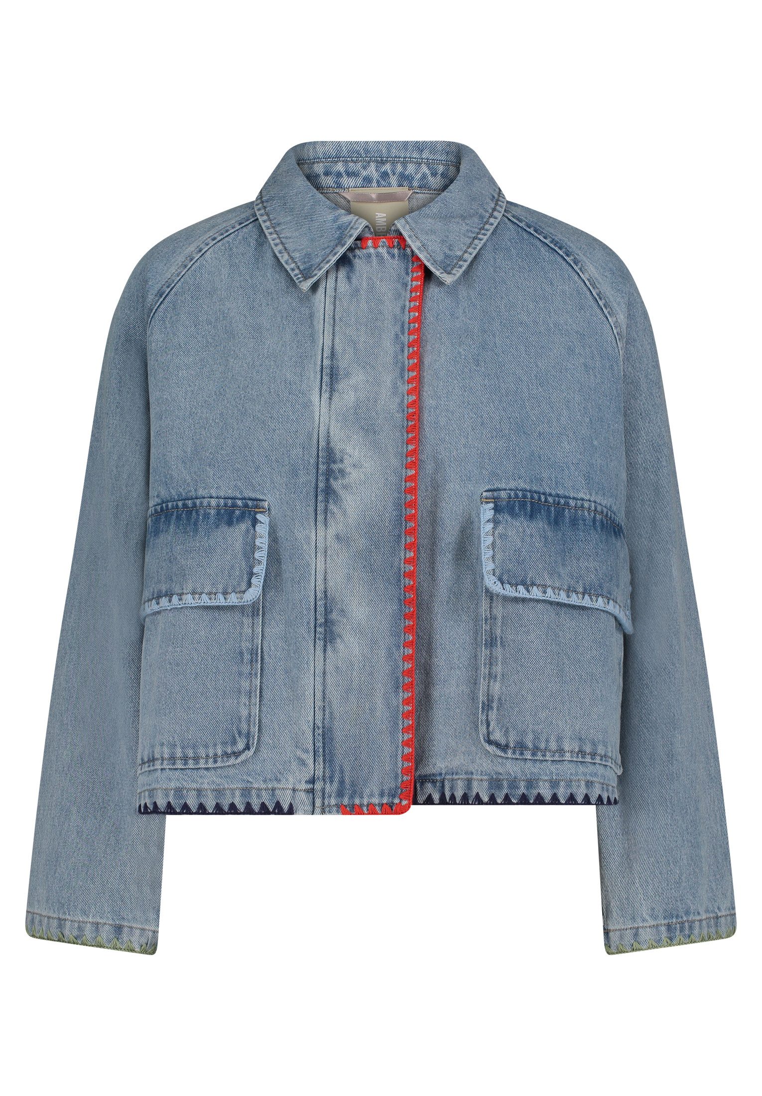 Amber & June Jeansjacke Damen mit aufgesetzten Taschen