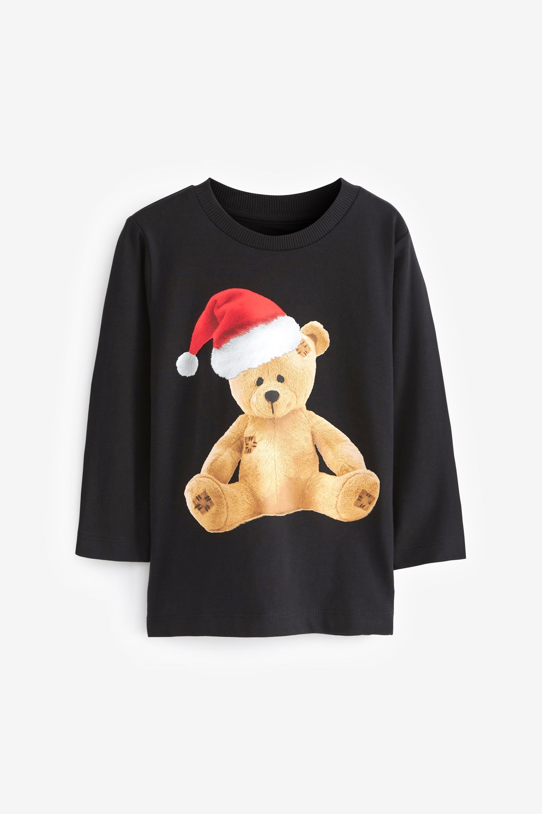 Next Langarmshirt Grey Charcoal (1-tlg) Weihnachtsshirt Bear Langärmeliges