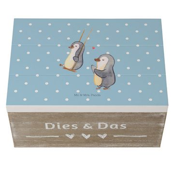 Mr. & Mrs. Panda Dekokiste 22 x 15 cm Pinguin Oma schaukeln - Blau Pastell - Geschenk, Omi, Lieb (1 St), Einschlagscharniere