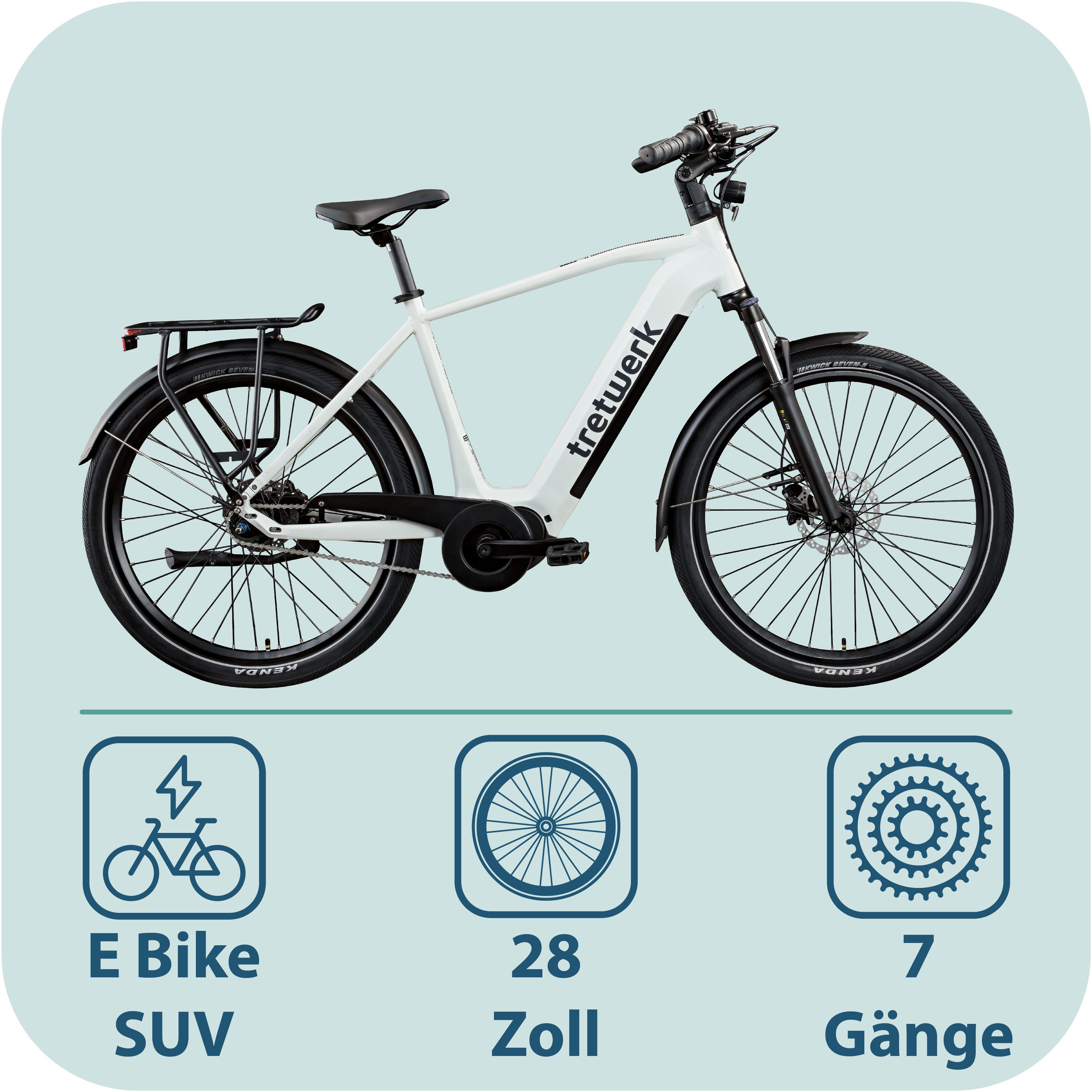 Tretwerk E-Bike Amber Nexus, 7 Gang, Nabenschaltung, Mittelmotor, 550 Wh