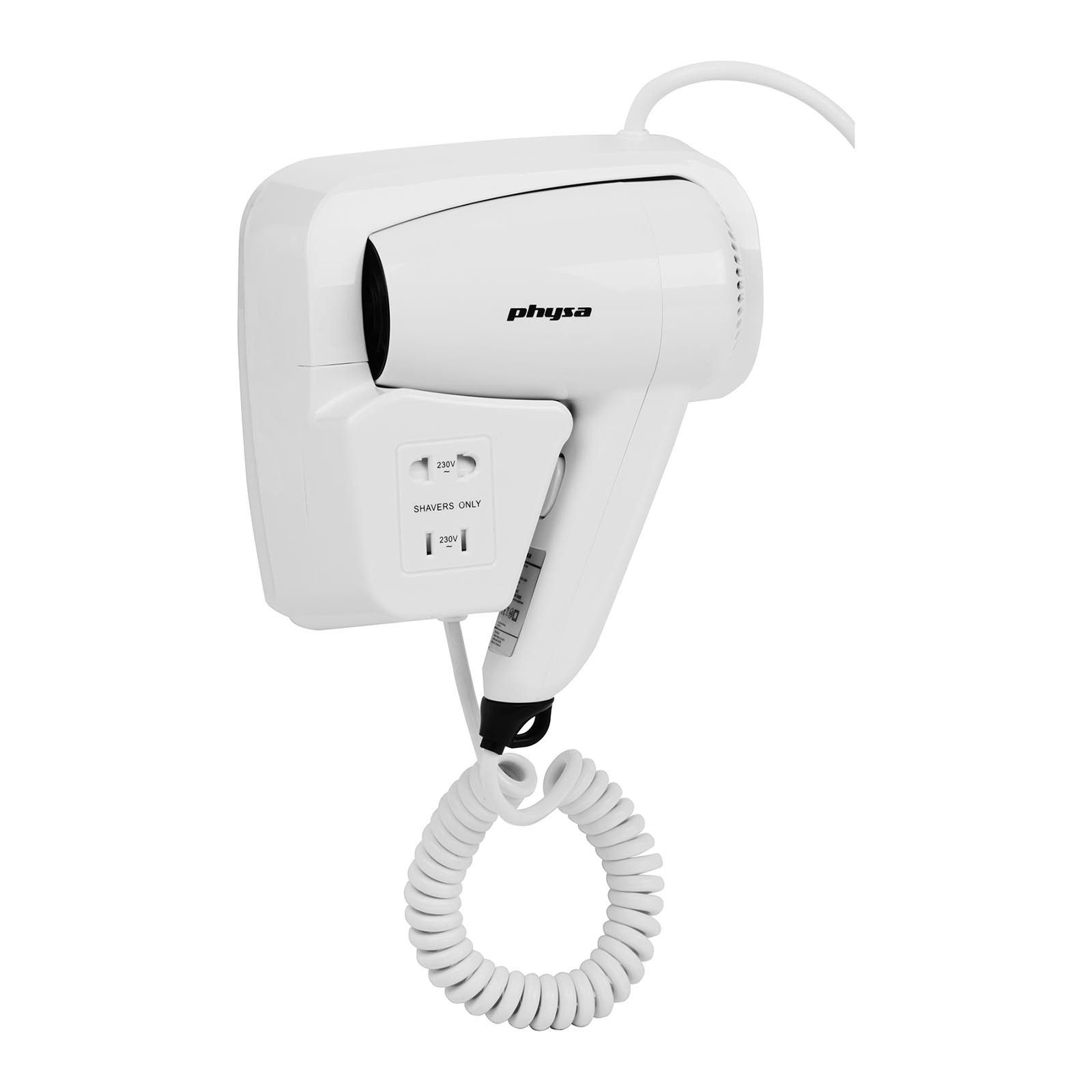 Physa Wandhaartrockner Haartrockner Haarföhn Wandföhn Wandmontage 1200 W Eco Motor, 1200 W