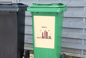 MuchoWow Wandsticker Australien - Perth - Skyline (1 St), Mülleimer-aufkleber, Mülltonne, Sticker, Container, Abfalbehälter