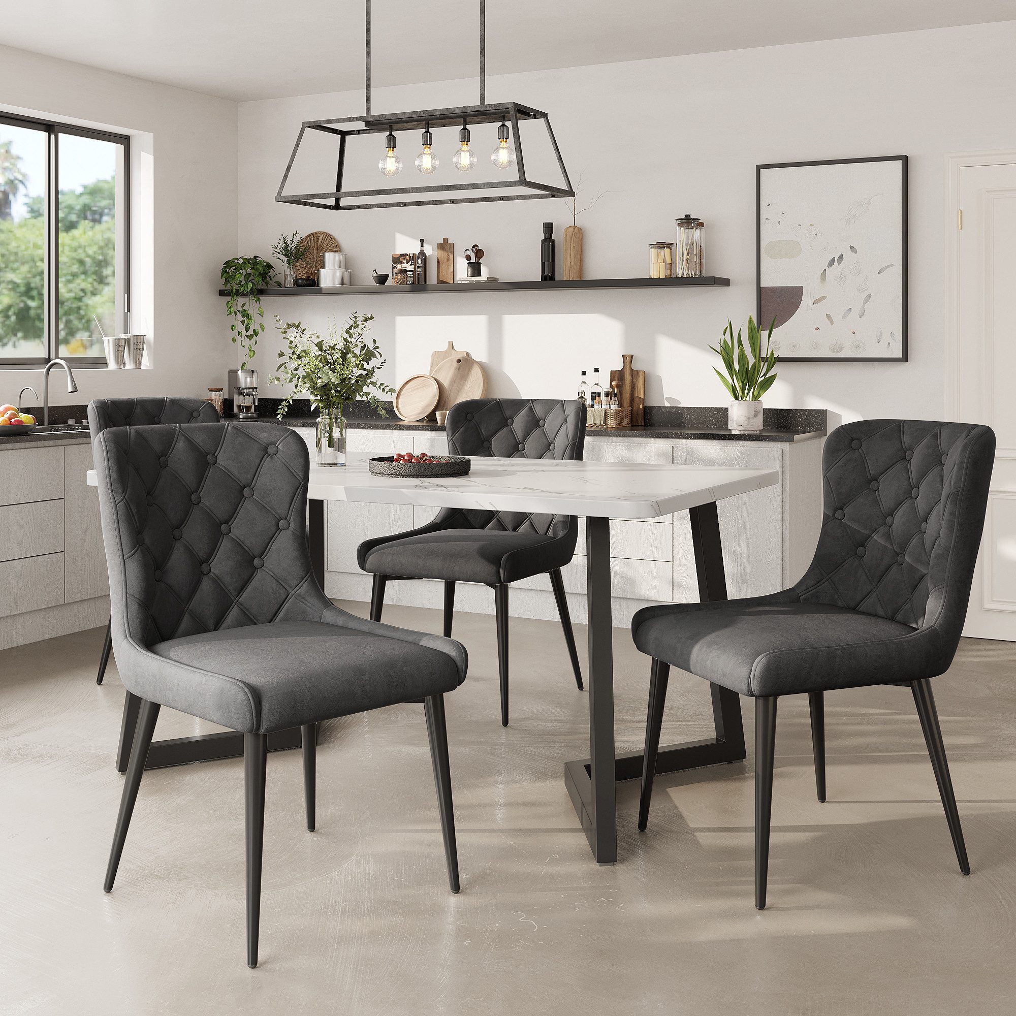 OKWISH Esstisch Essgruppe,Esstisch mit Stühlen Set, günstig online kaufen