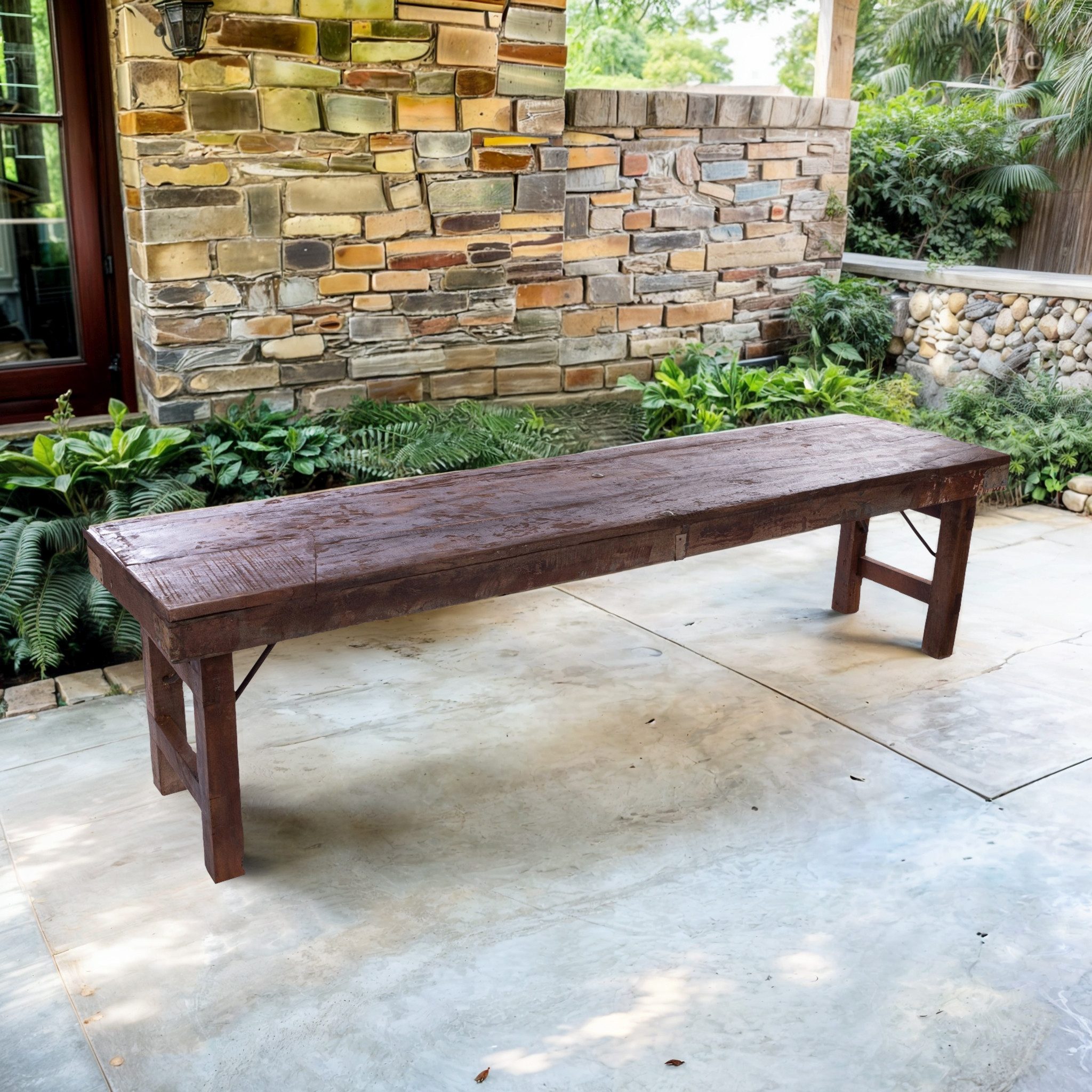 Wohnando Sitzbank Braune Sitzbank "Rosengarten" aus recyceltem Holz, 170x40 günstig online kaufen