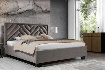 JVmoebel Bett, Polster Bett Möbel Luxus Möbel Schlafzimmer Betten Taupe Braun