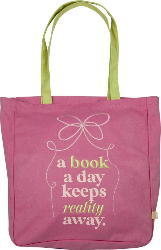 COPPENRATH DIE SPIEGELBURG Shopper Shopper Passion for Pages Pink, "A book a day keeps reality away"