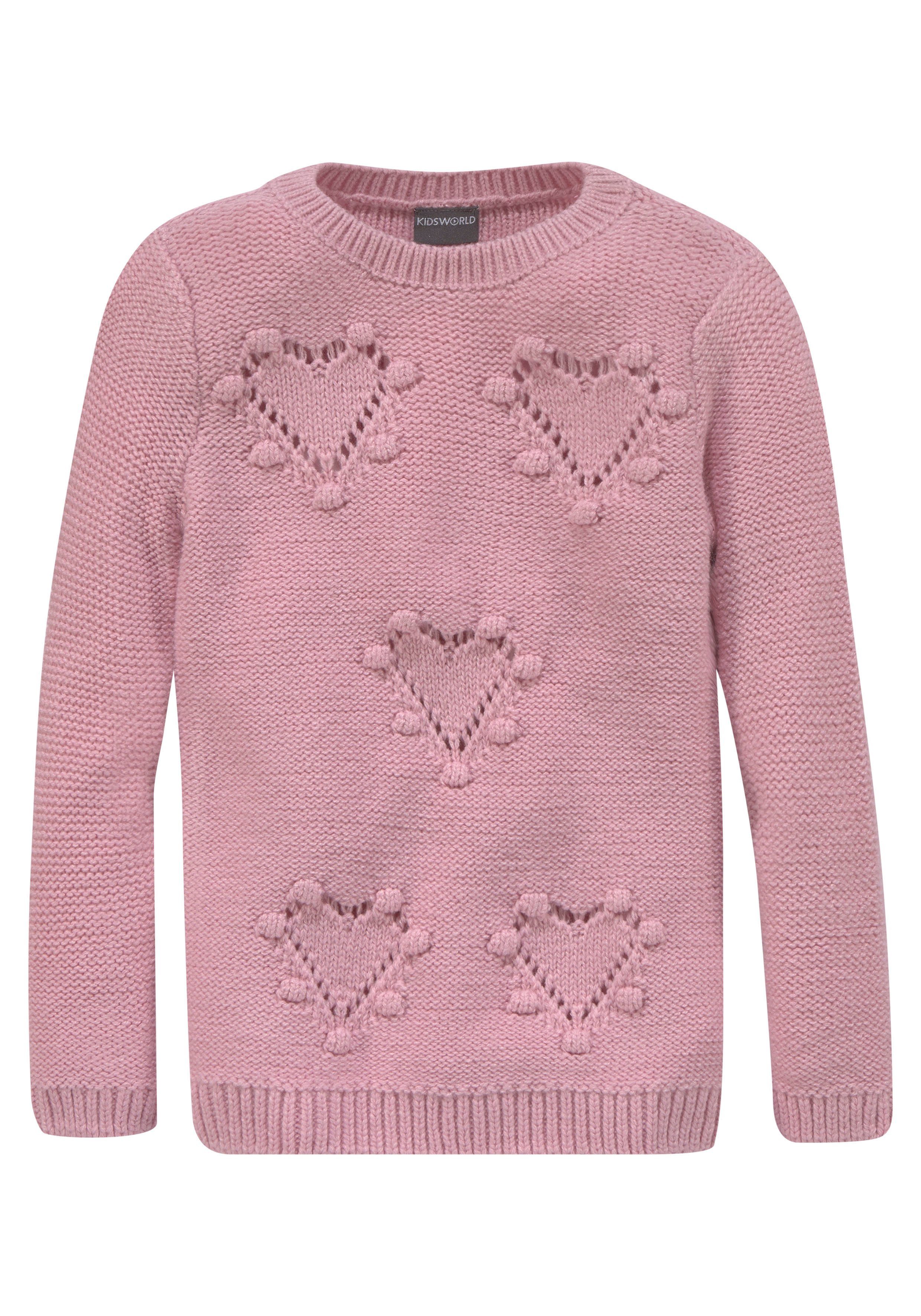 KIDSWORLD Strickpullover, Longpullover mit Herz-Muster für kleine Mädchen mit niedlichen Herzen. Reduzierter Preis € 18,89. Unverbindliche Preisempfehlung € 26,99, (€ 18,89 pro 1 Stk)