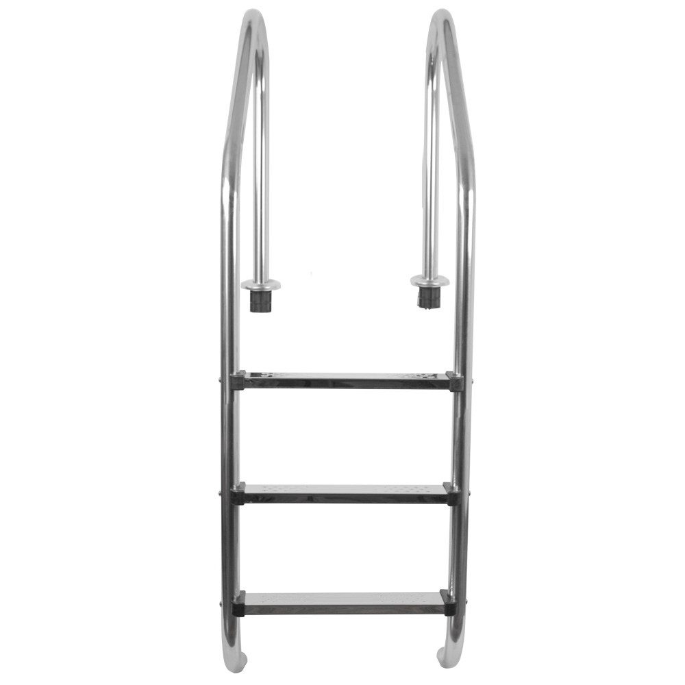 Poolleiter 3W Einbauleiter weit 3-stufig V2A Edelstahl Pool Handlauf