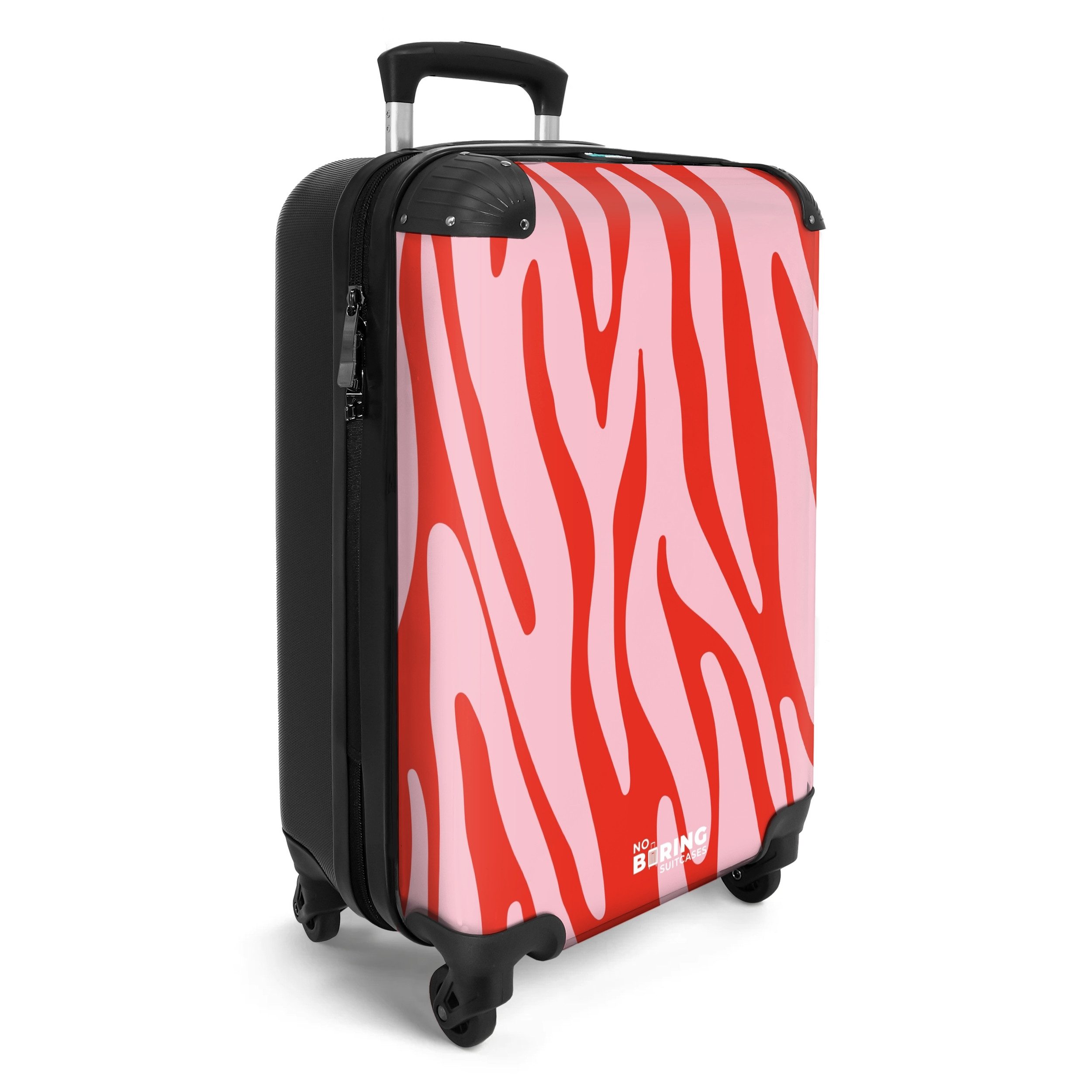 NoBoringSuitcases.com© Hartschalen-Trolley Rot mit rosa Zebramuster günstig online kaufen