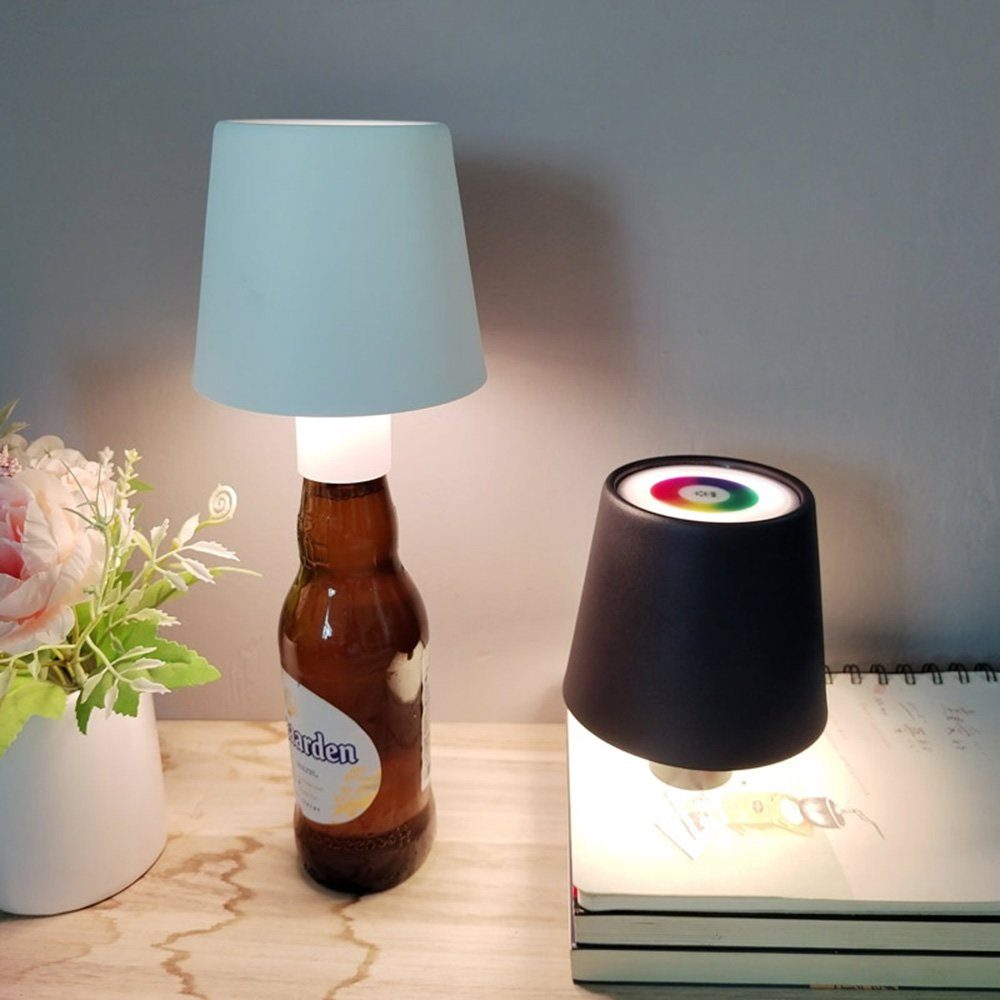 RGB Nachttischlampe Tischleuchte Wiederaufladbar,Dimmbar, LED LED Flaschenleuchte LED-Dekoration MUPOO Flaschenleuchte Weiß LED Acryl USB-Aufladung Nachtlicht