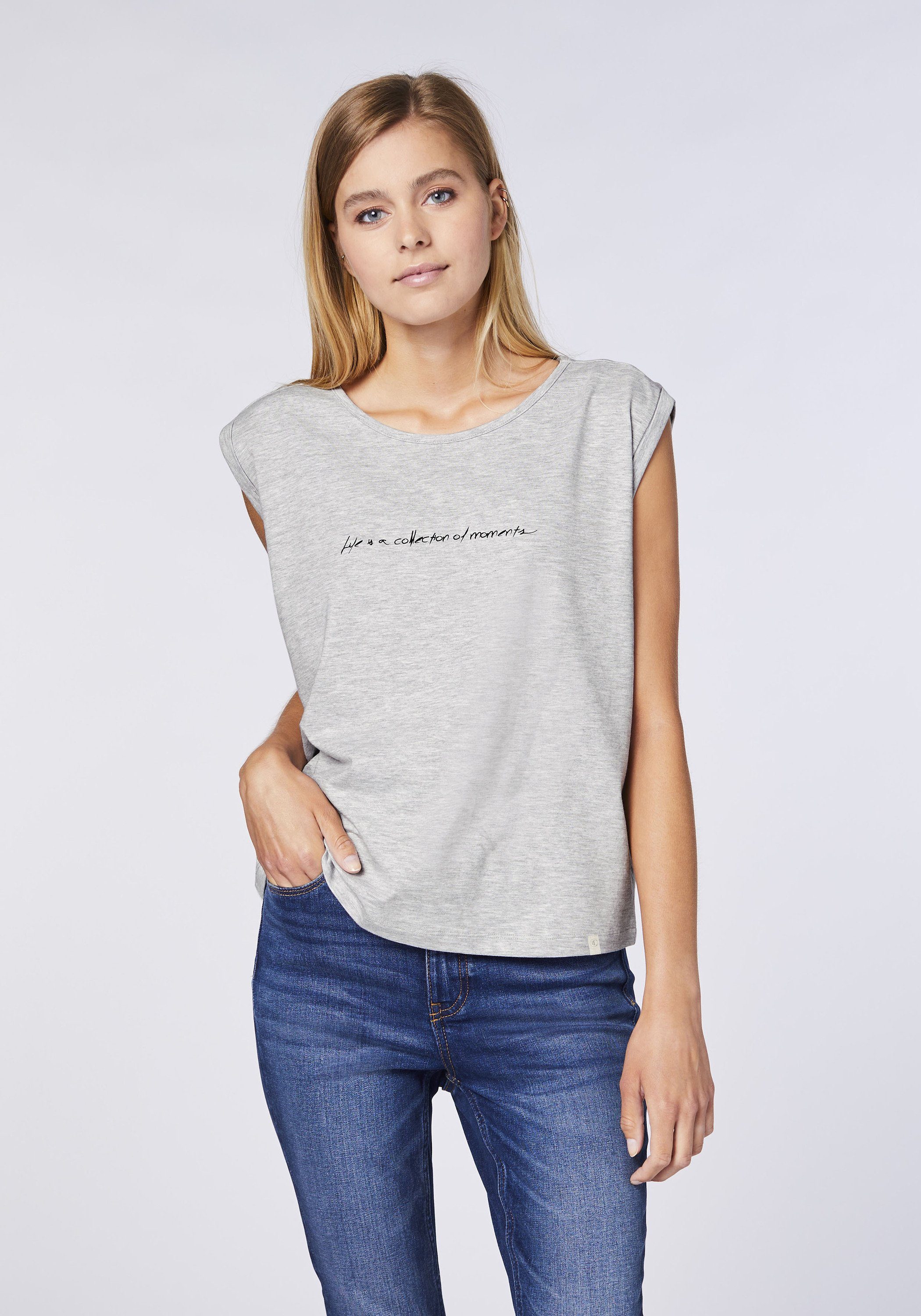 Detto Fatto Print-Shirt mit zartem Schriftzug