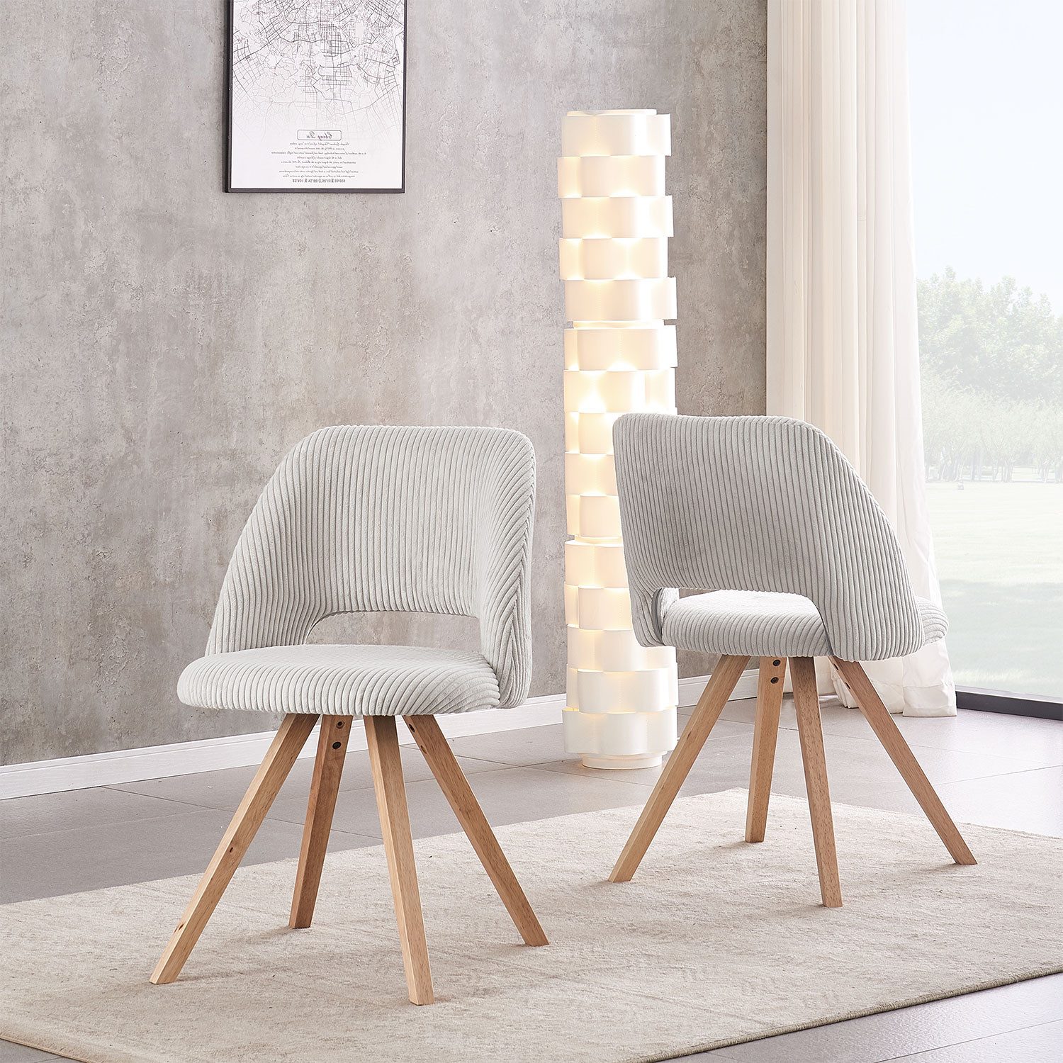 B&D home 4-Fußstuhl VICKY (2er Set, 2 St), gepolstert, Kordstoff, Holzbeine