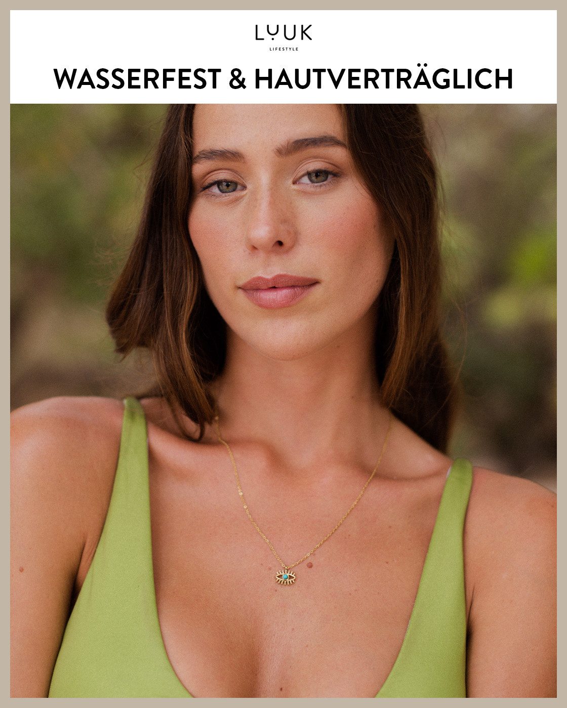 LUUK LIFESTYLE Kette mit Anhänger Evil Eye, mit Happiness Spruchkarte, wass günstig online kaufen