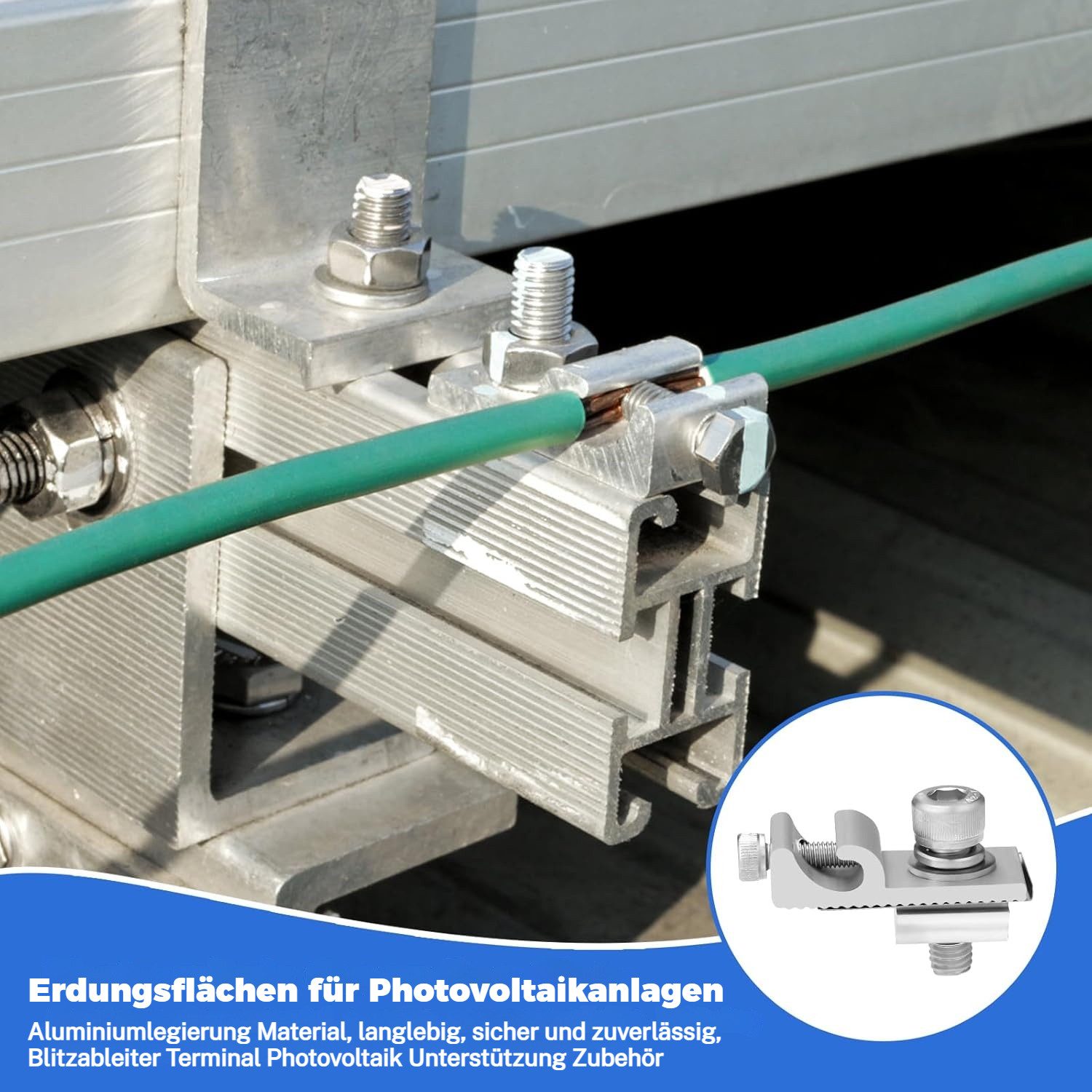 JOYOLEDER Solarmodul-Halterung Erdungsklemme für PV Module 10 Stück I Solar Panel Klemmen, (aus robustem & hochwertigem Aluminium I rostfreie & langlebige PV, 10-tlg., Erdungsklemme I praktisches Solar Zubehör mit Blitzschutz Klemme)