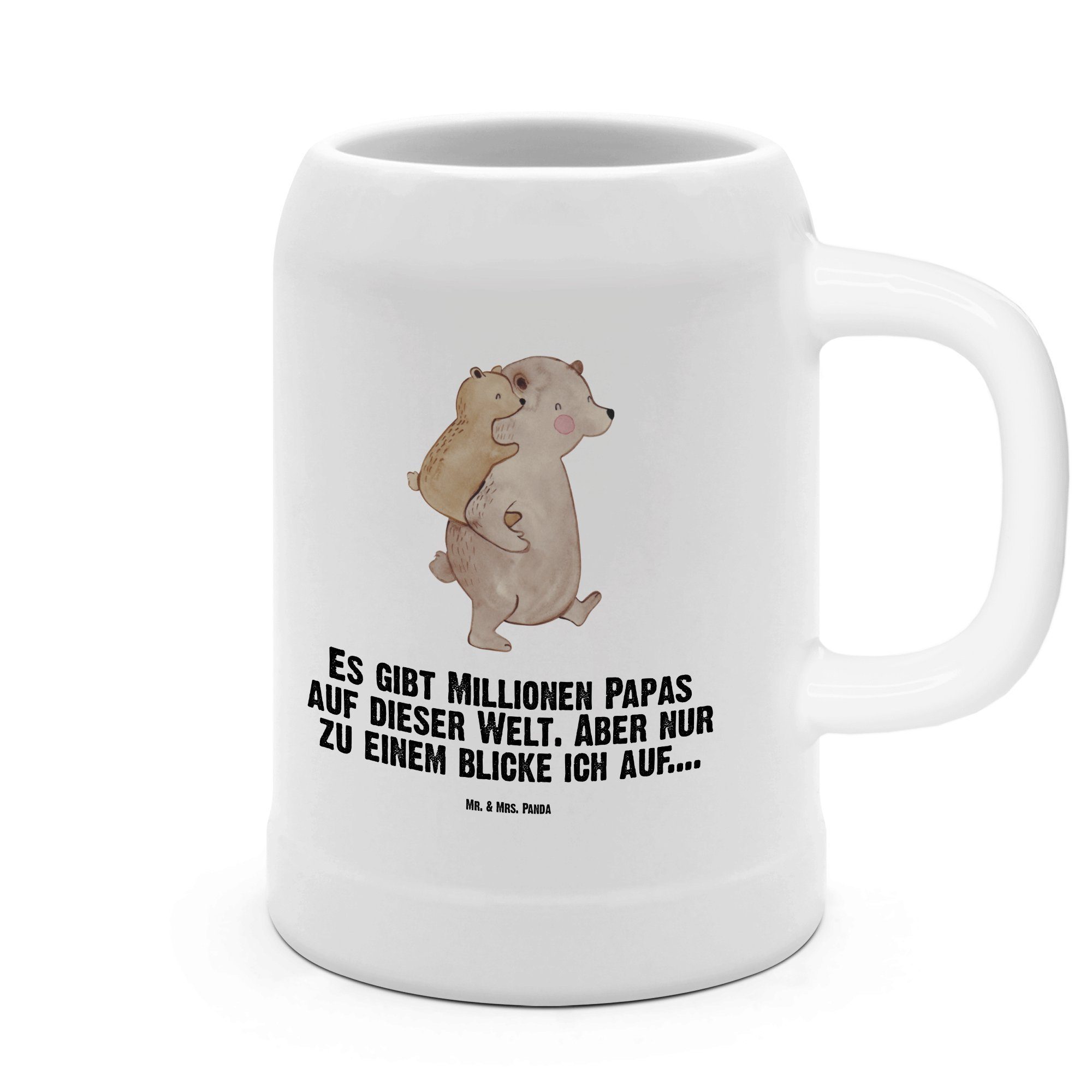 Mr. & Mrs. Panda Bierkrug Papa Bär, Bierkrug, Weiß, Bier Seidel, Vatertag, Oma, Geschenk, Tonkr, 1-tlg., Steinzeug
