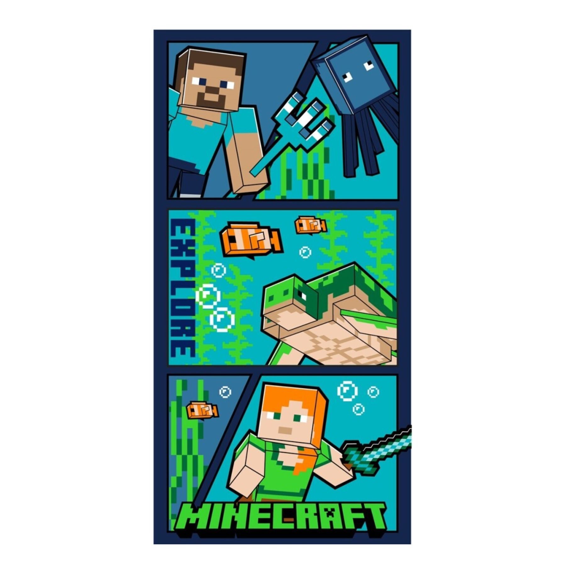 Minecraft Strandtuch Kinder 140 × 70 cm für Strand Schwimmbad Urlaub und Freizeit, (Packung)