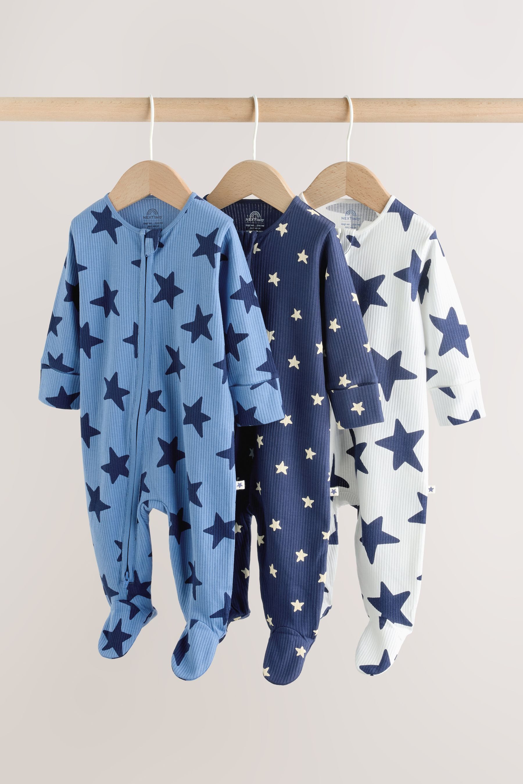 Schlafoverall Babyschlafanzüge mit Zweiwege-RV, 3er-Pack