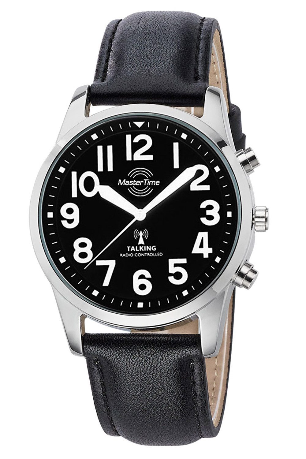 MASTER TIME Funkuhr Sprechende Herren-Funkuhr mit Lederband günstig online kaufen
