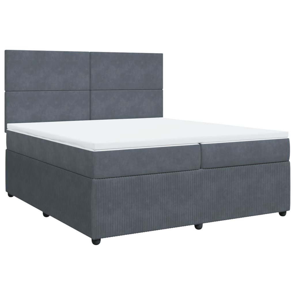 Bett Boxspringbett mit Matratze Dunkelgrau 200x200 cm Samt