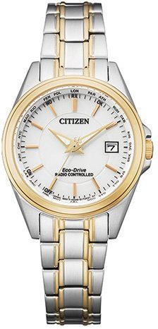 Citizen Funkuhr EC1186-85A, Armbanduhr, Damenuhr, Solar, Edelstahlarmband, Saphirglas, Datum