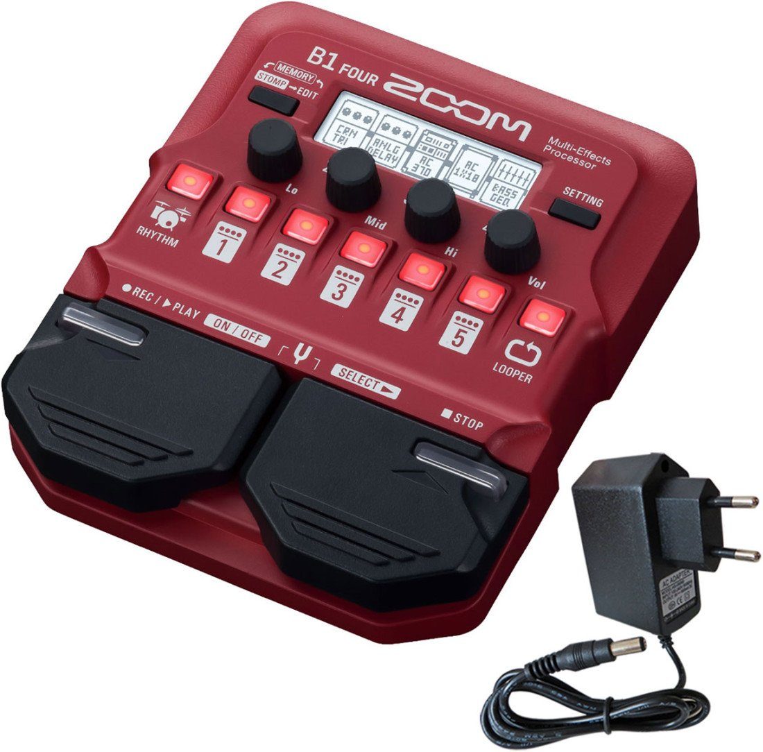 E-Gitarre Zoom B1 FOUR Multi-Effektgerät für Bass mit Netzteil