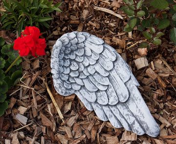 Stone and Style Engelfigur Grabschmuck Engel Flügel 28 cm breit aus massiven Steinguss Steinfigur
