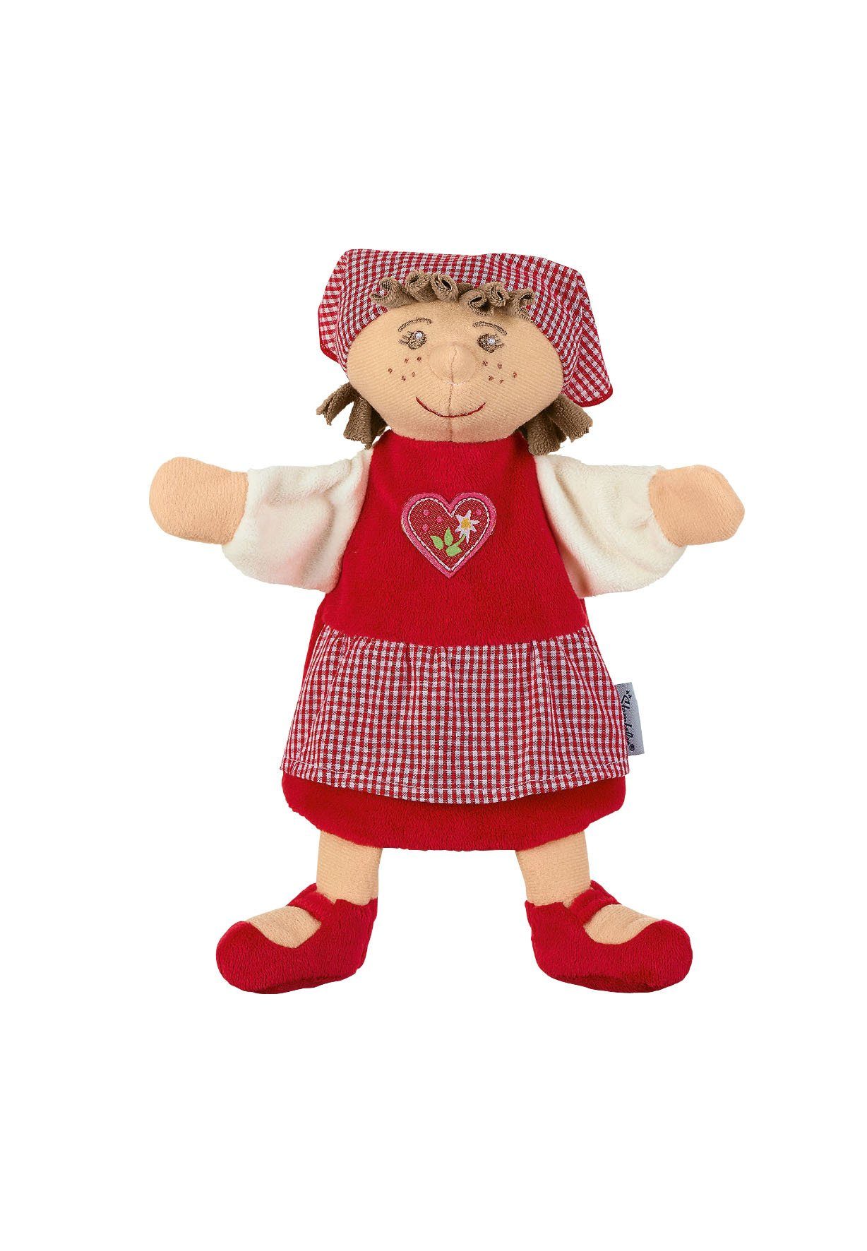 Kleid cm Handpuppe Kopftuch und Handpuppe - 23 (Kinderhandpuppe, Handspielpuppe mit Gretel - Gretel - 1-tlg), fürs Kinder Kinder Kasperlefigur Kasperle-Theater Fingerpuppen Plüschpuppe Sterntaler® Kinder gemustert rotem