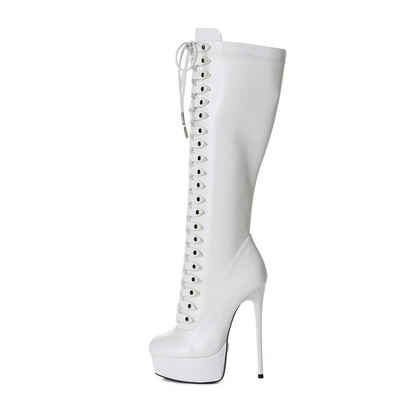 Giaro Giaro Mahaute Weiß White Matte Stiefel Plateaustiefel Schnürstiefel High-Heel-Stiefel Vegan