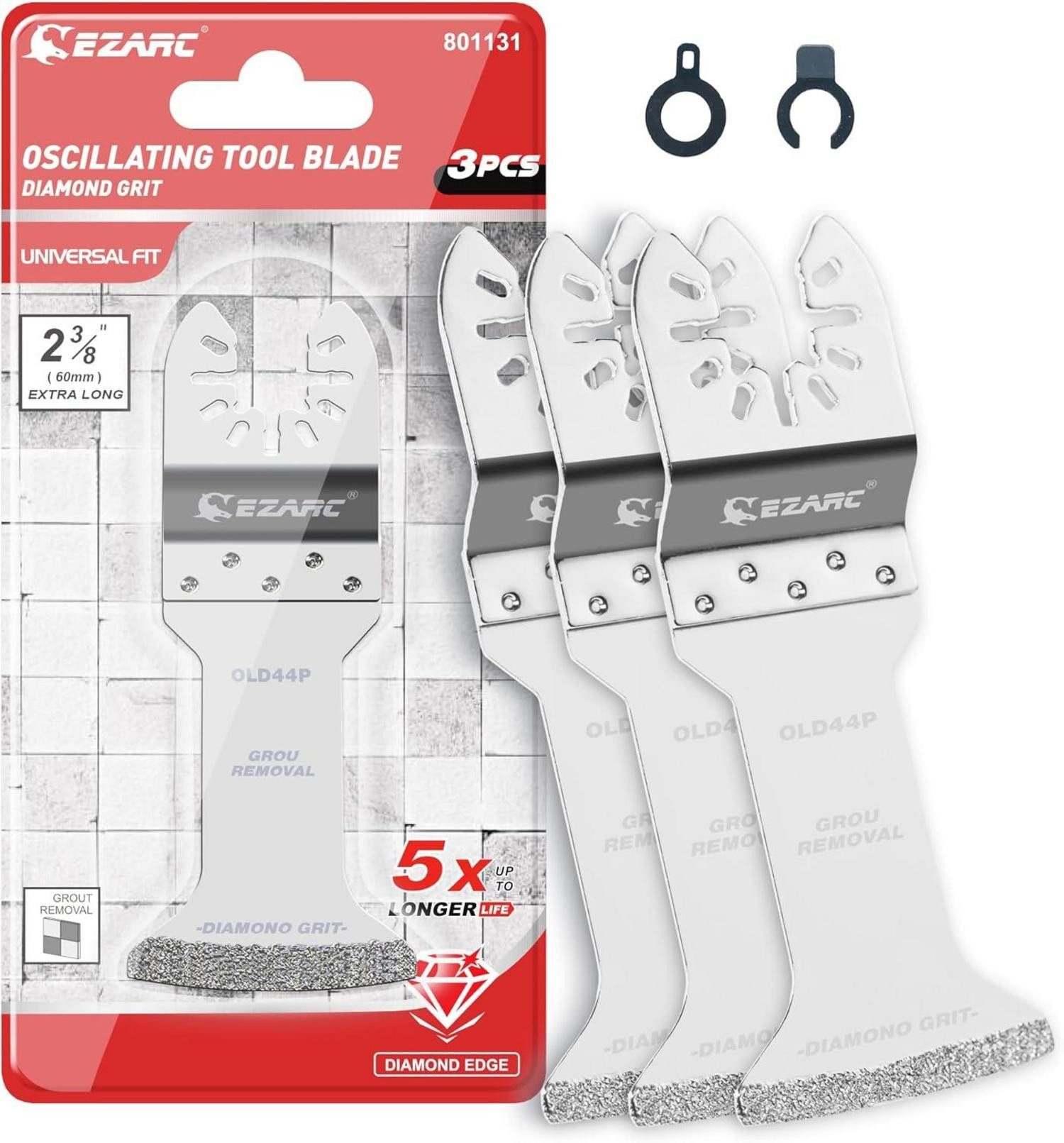 Multitool 3tlg Diamant Multitool Sägeblätter für Fliesen, Mörtel, Fugenmörtel