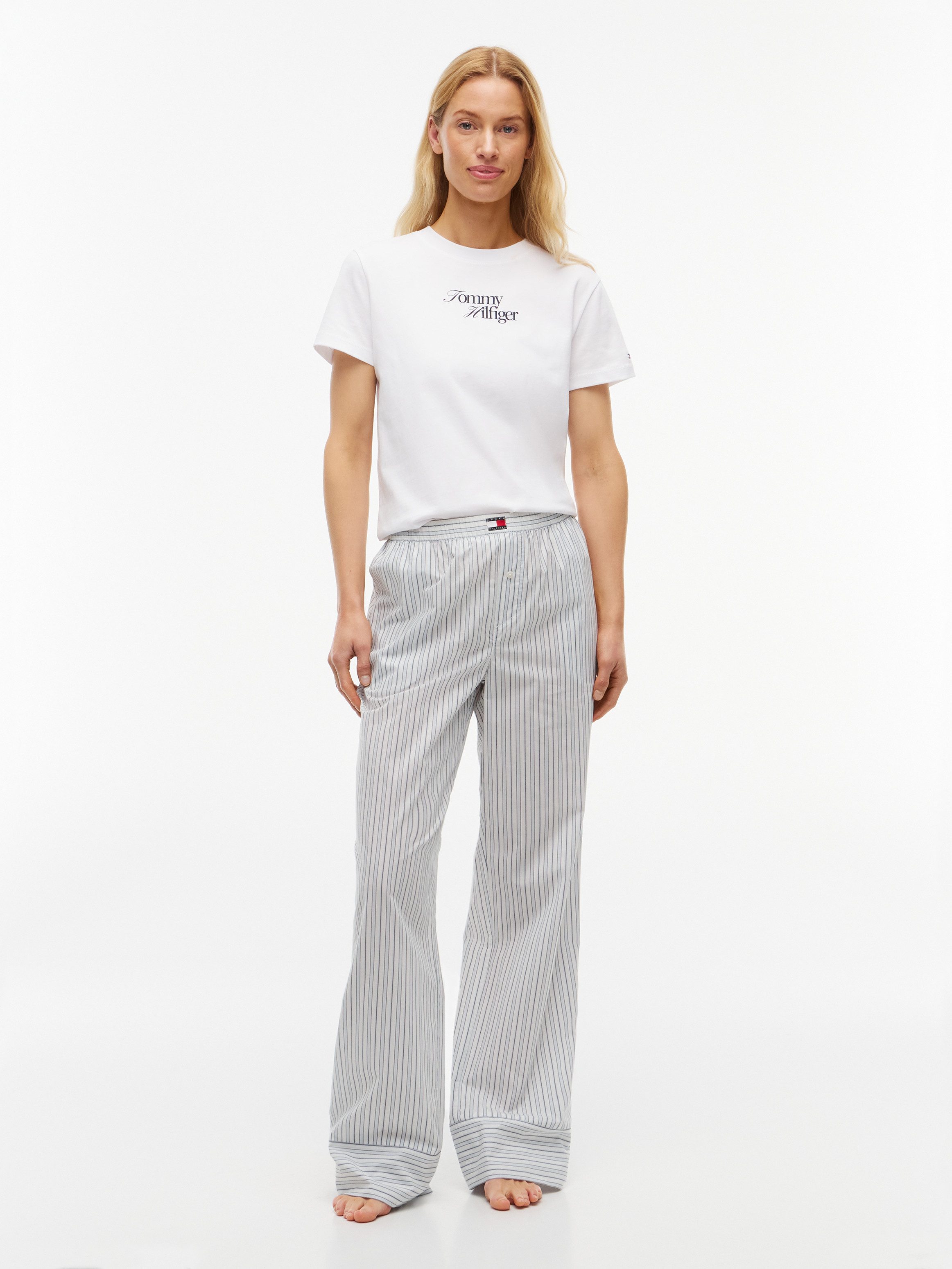 Tommy Hilfiger Underwear Pyjamahose POPLIN STRIPE PANTS mit Elastikbund mit Label-Aufnäher – Bild 4 von 5