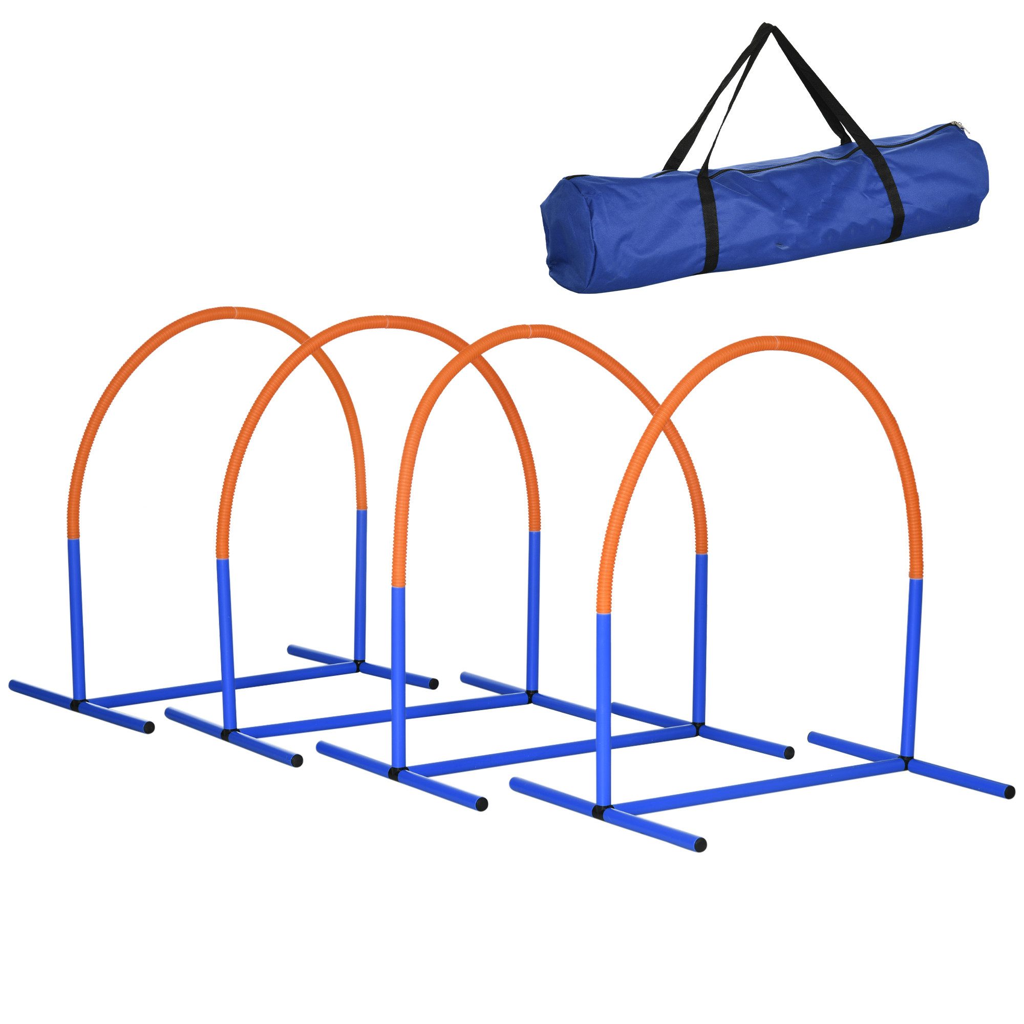 Agility-Hürde Trainingsset 4-teilig mit Tragetasche Blau Orange 88 x 64 x 95 cm