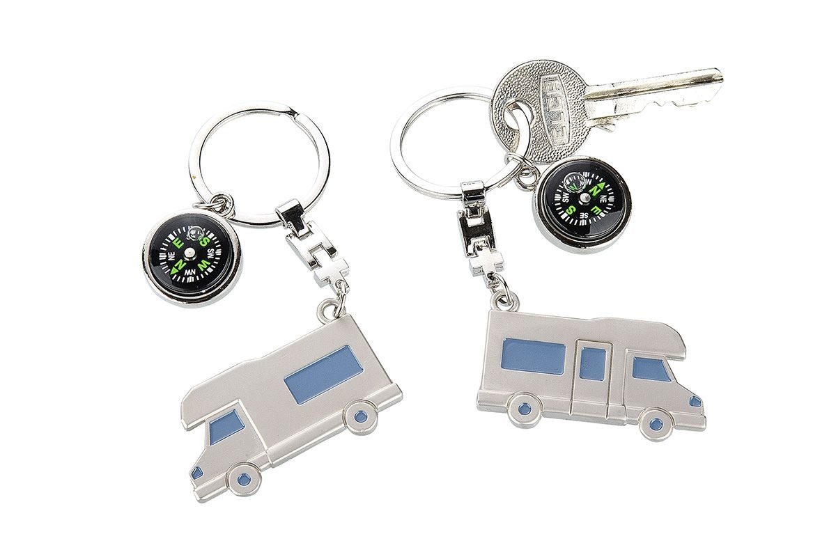 GILDE Schlüsselanhänger mit Gravur Schlüsselanhänger mit Wohnmobil und Kompass