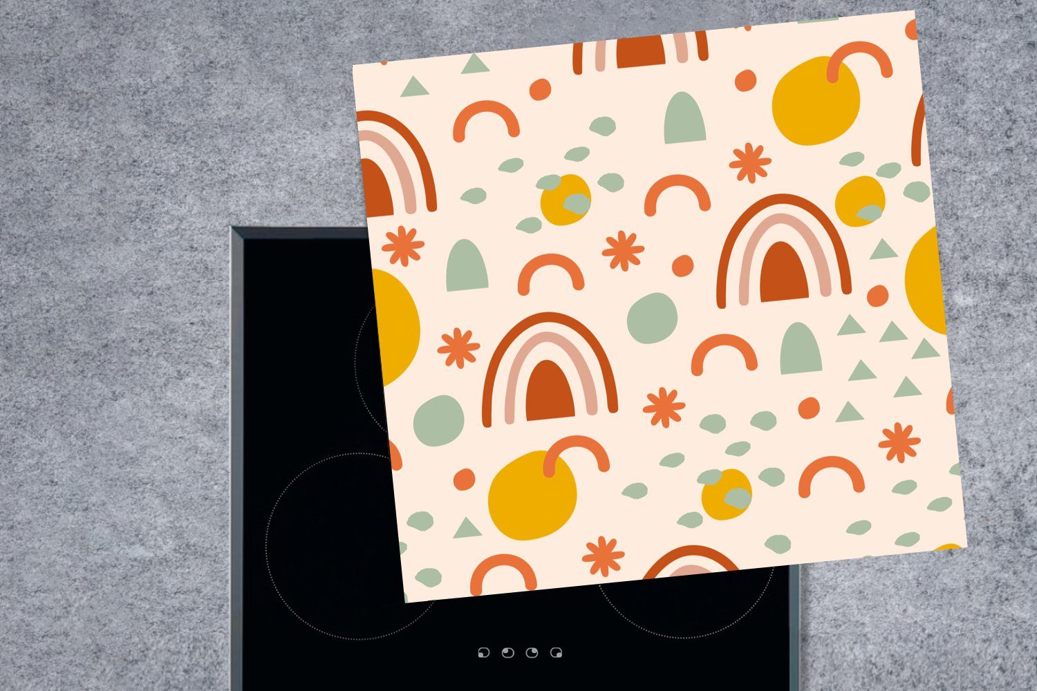MuchoWow Herdblende-/Abdeckplatte Sonne - für (1 Figuren - Arbeitsplatte Vinyl, Ceranfeldabdeckung, tlg), Abstrakt, Sommer - küche cm, 78x78