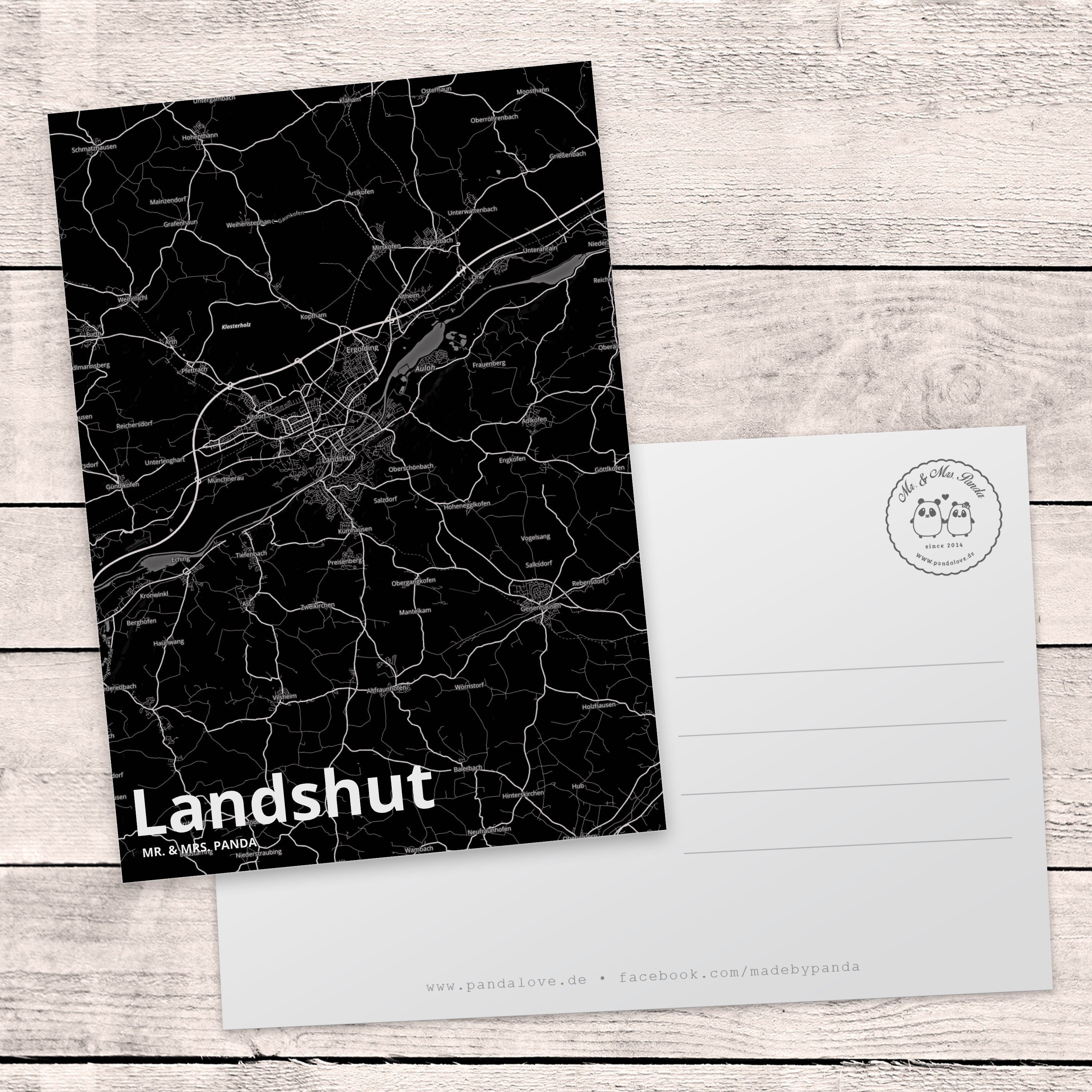 Panda Geschenk, Mr. Geburtstagskarte, Stad Landshut & Dorf, Ansichtskarte, Postkarte Mrs. Ort, -