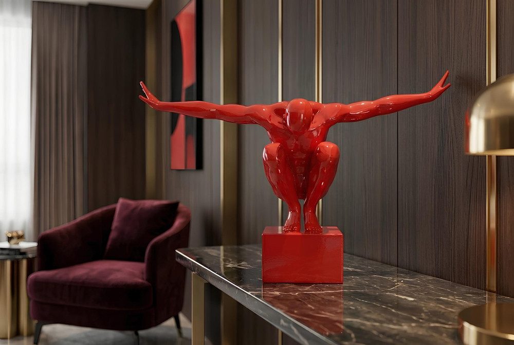 riess-ambiente Dekofigur HIGH DIVER 50cm rot - Athlet, Pose, Arme, kunstvoll, handgefertigt (Einzelartikel, 1 St), Moderne Skulptur - ideal als dekorativer Akzent auf Sideboard & Regal