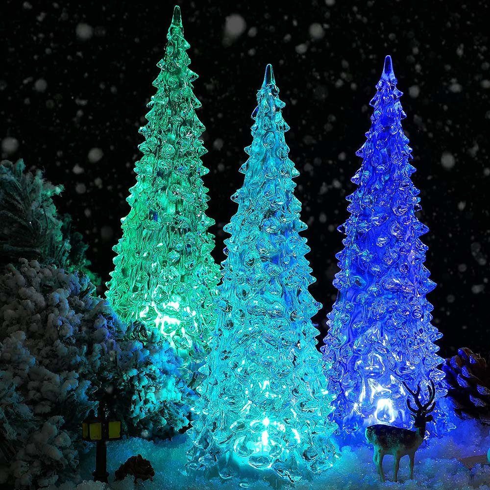 Acryl, farbwechselnd, Tischplatte Multicolor, Transparentes Rosnek Baum Deko LED Schlafzimmer Weihnachten für Kamin,