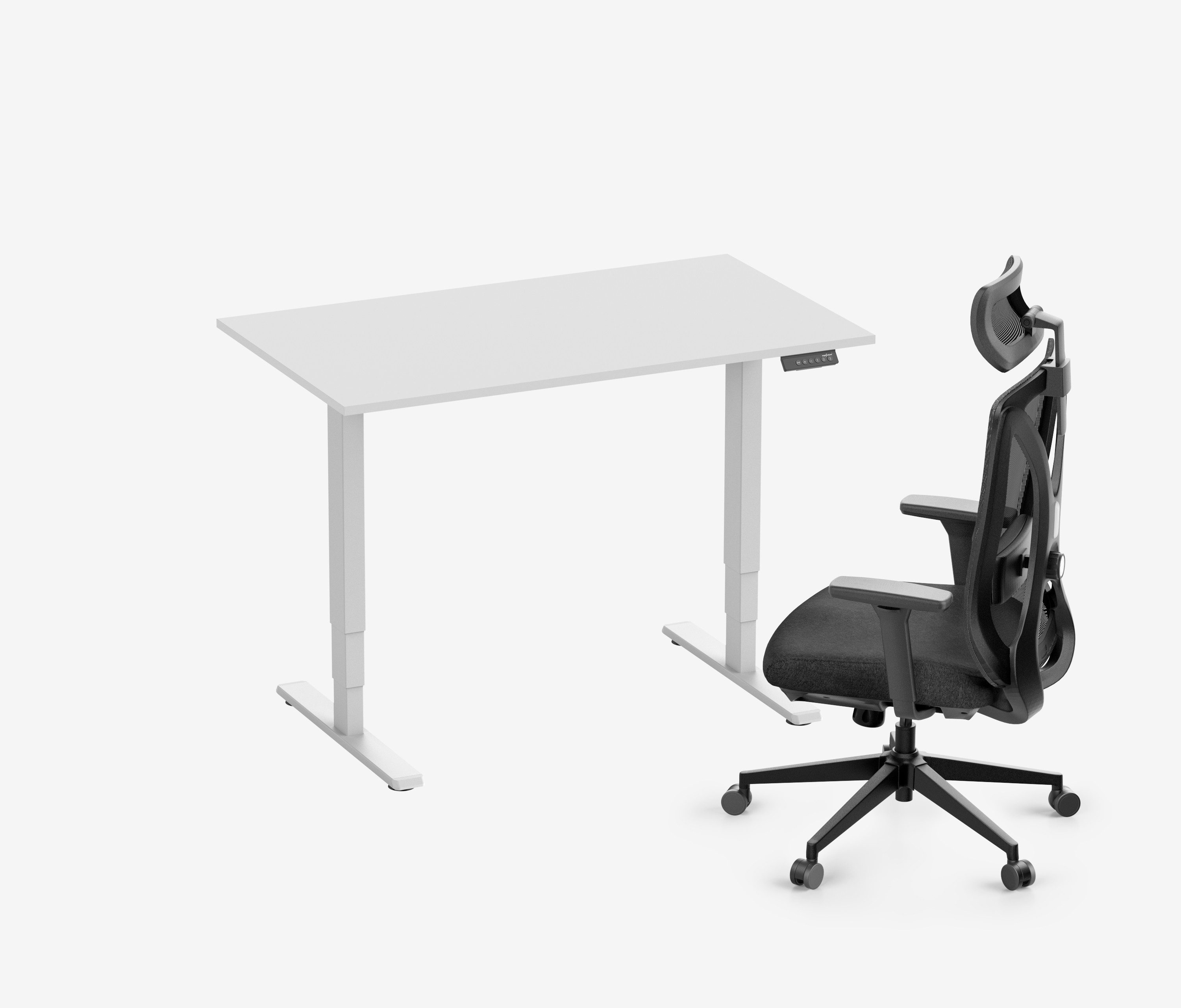Ergolutions Schreibtisch ergonomischer höhenverstellbarer Schreibtisch FOKUS + Bürostuhl LINO, 5 Jahre Garantie / 54 Varianten / 100 kg Traglast / USB-C / Leise