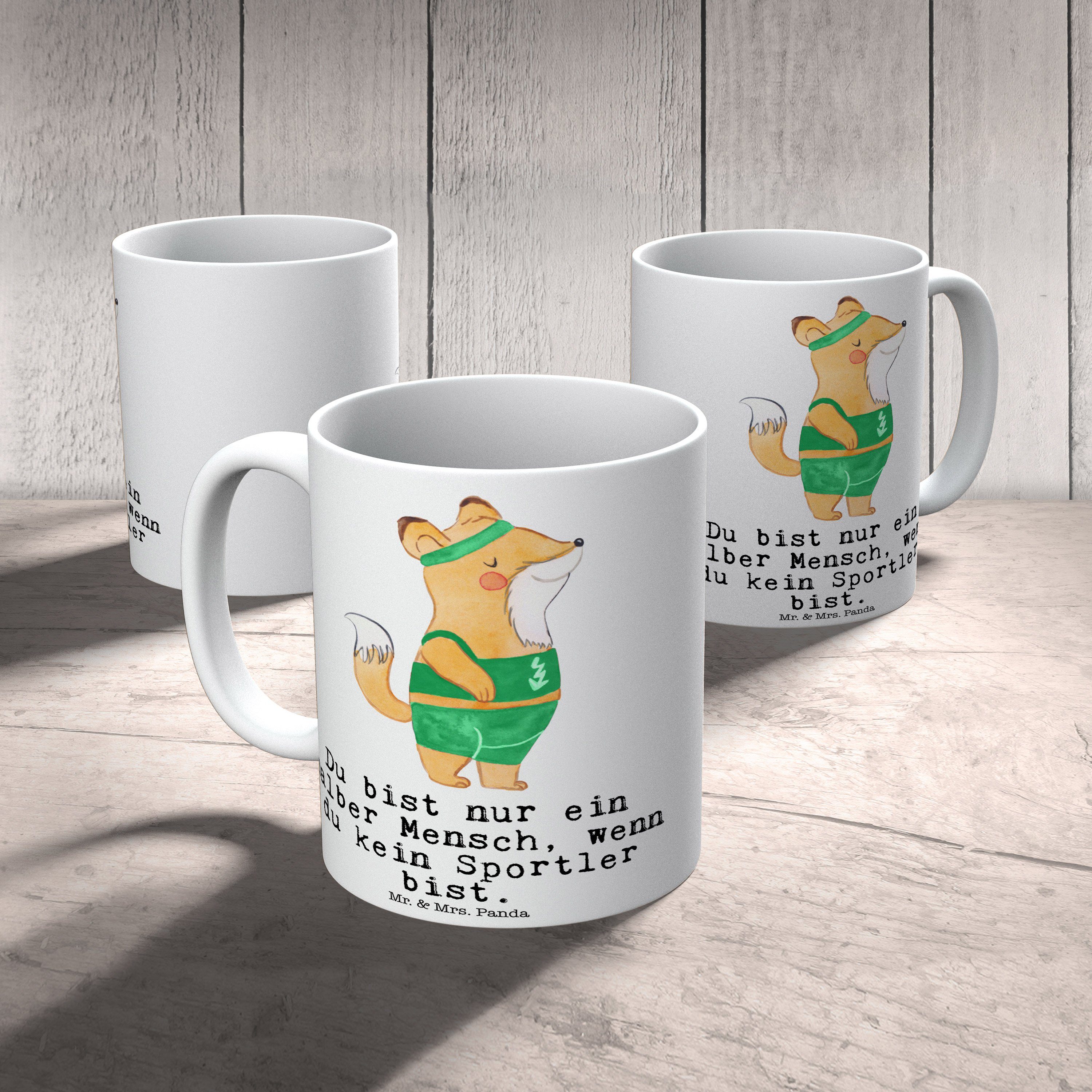 Mr. & Mrs. Panda Keramik - Sportler Tasse mit Weiß Herz Geschenk Tasse, Arbe, Büro Tasse, - Geschenk