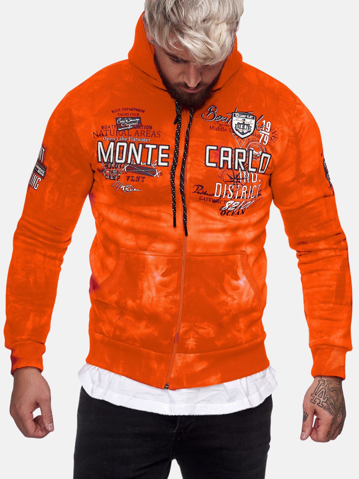 Hoodie Code47 Fitness Orange Sweater, Pullover (Hoodie Herren Longsleeve Langarm 1-tlg) Kapuzenpullover Casual Hoodie Freizeit Code47 Sweatshirt