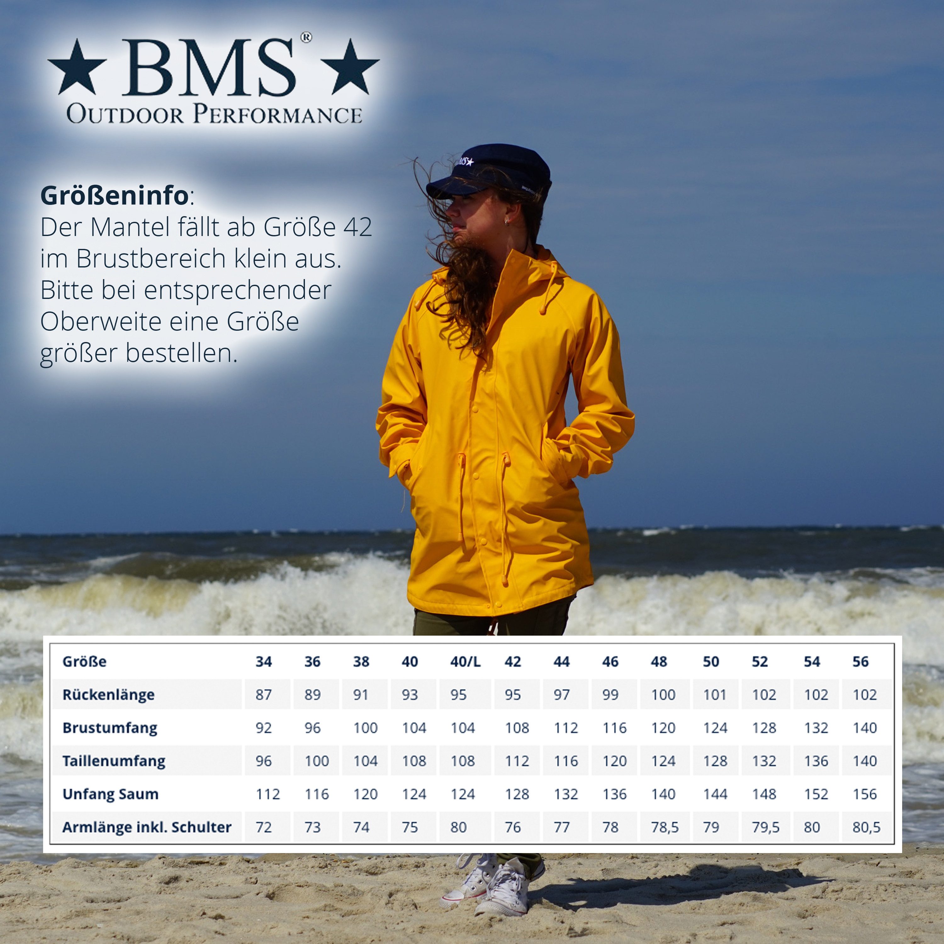 BMS Regenmantel >> HafenCity Coat Hamburger Design << mit Kapuze