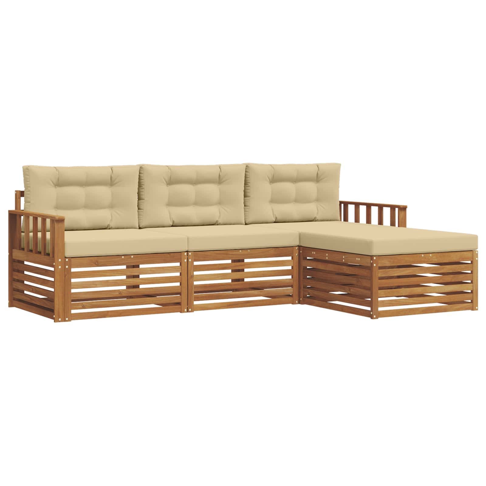 Gartenlounge-Set Outdoor-Sofagarnitur Natur und Beige 249,5 x 162,5 x 73 cm